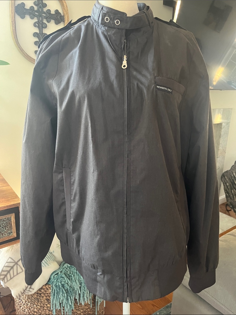 Members Only Black Zip-Front Bomber Jacket